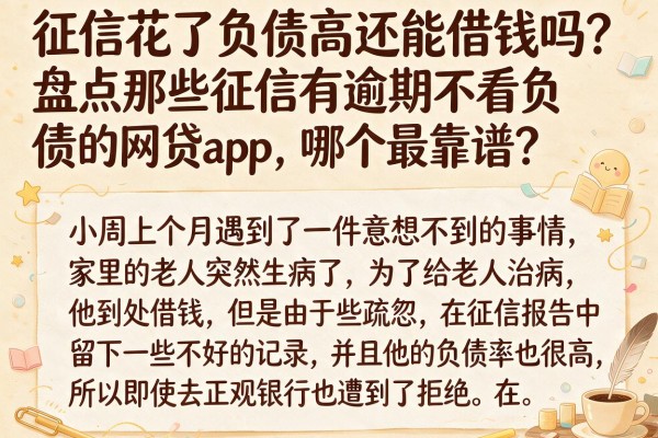 征信花了负债高还能借钱吗？盘点那些征信有逾期不看负债的网贷app，哪个最靠谱？