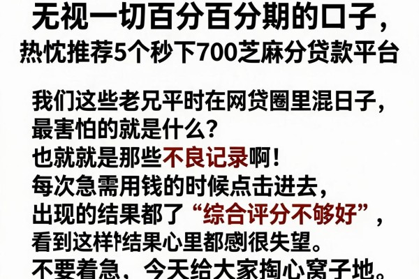 无视一切百分百分期的口子，热忱推荐5个秒下700芝麻分贷款平台