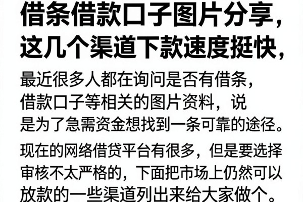 借条借款口子图片分享,这几个渠道下款速度挺快