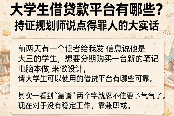 大学生借贷款平台有哪些？持证规划师说点得罪人的大实话