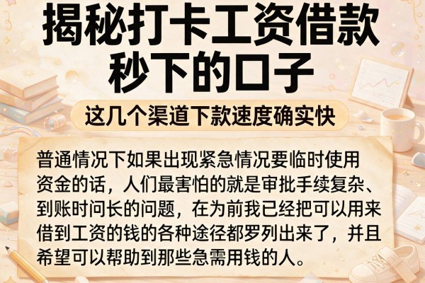 揭秘打卡工资借款秒下的口子,这几个渠道下款速度确实快