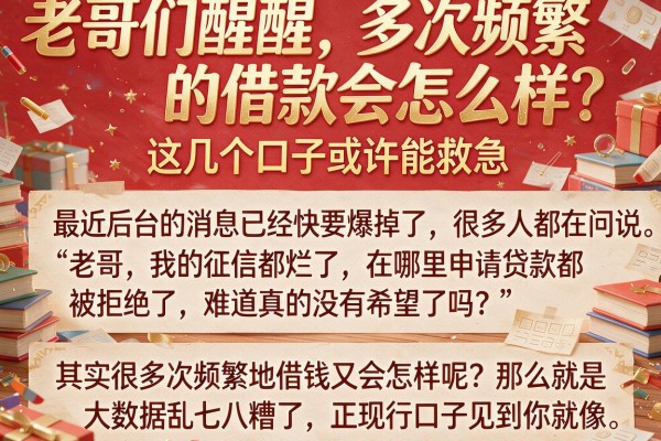 老哥们醒醒，多次频繁的借款会怎么样？这几个口子或许能救急