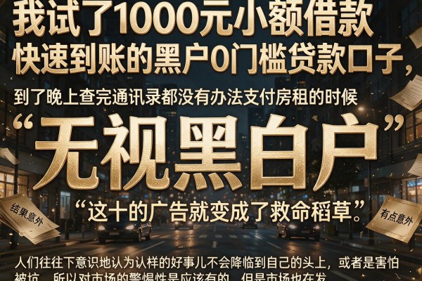我试了1000元小额借款快速到账的黑户0门槛贷款口子，结果有点意外