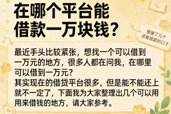 在哪个平台能借款一万块钱？整理了几个还能放款的口子