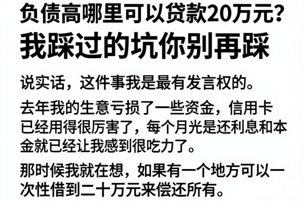 负债高哪里可以贷款20万元？我踩过的坑你别再踩
