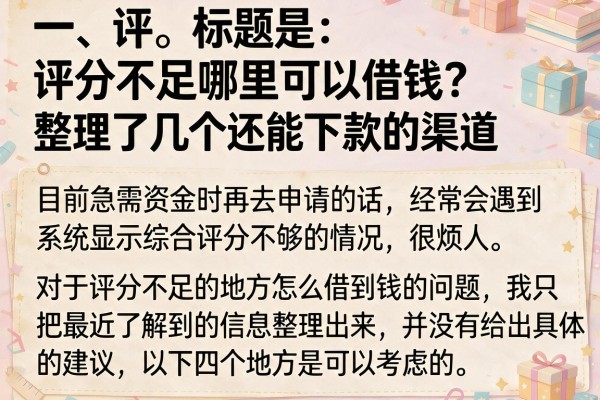评分不足哪里可以借钱？整理了几个还能下款的渠道
