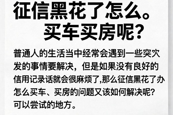 征信黑花了怎么买车买房呢？这里有几个还能下款的口子