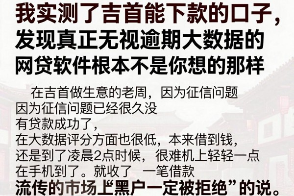 我实测了吉首能下款的口子，发现真正无视逾期大数据的网贷软件根本不是你想的那样