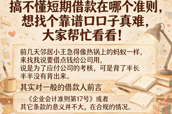 搞不懂短期借款在哪个准则，想找个靠谱口子真难，大家帮忙看看！