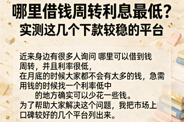 哪里借钱周转利息最低？实测这几个下款较稳的平台