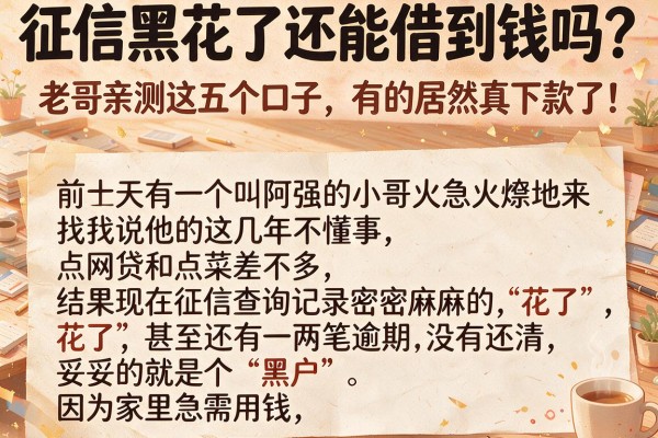 征信黑花了还能借到钱吗?老哥亲测这五个口子,有的居然真下款了!