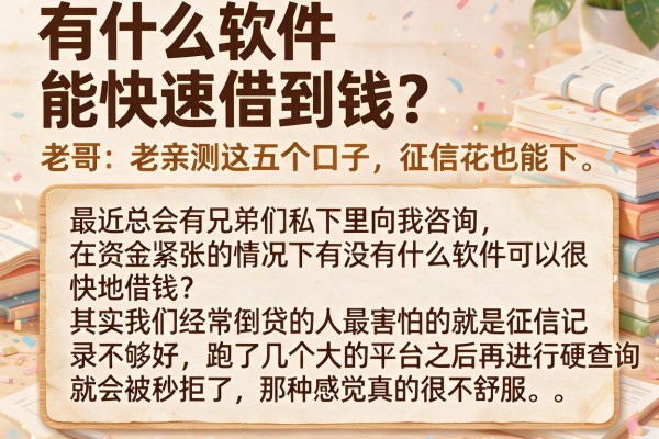 有什么软件能快速借到钱？老哥亲测这五个口子，征信花也能下