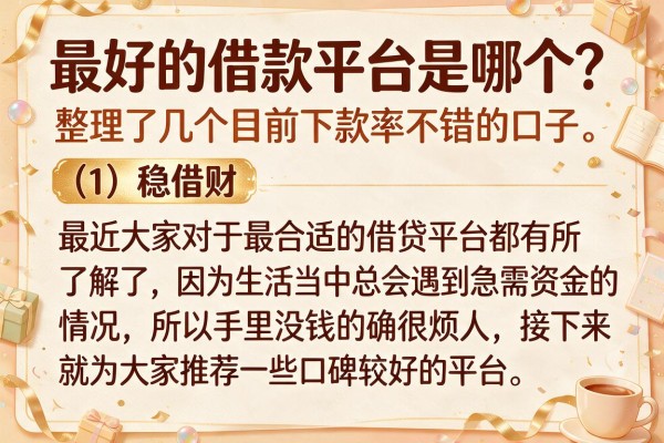 最好的借款平台是哪个？整理了几个目前下款率不错的口子