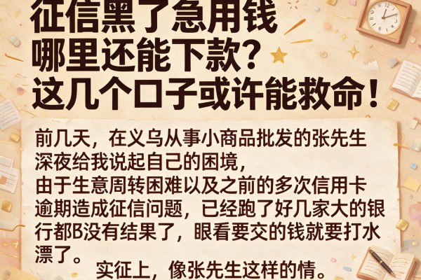 征信黑了急用钱哪里还能下款？这几个口子或许能救命！