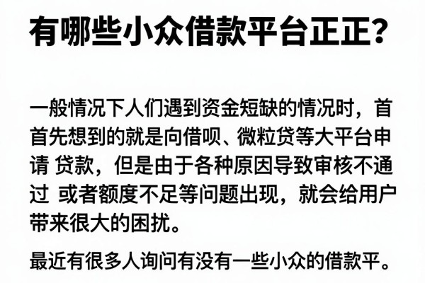 有哪些小众借款平台正规？整理了几个低调但靠谱的渠道