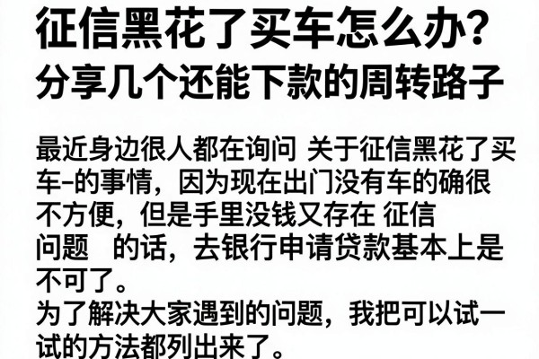 征信黑花了买车怎么办？分享几个还能下款的周转路子
