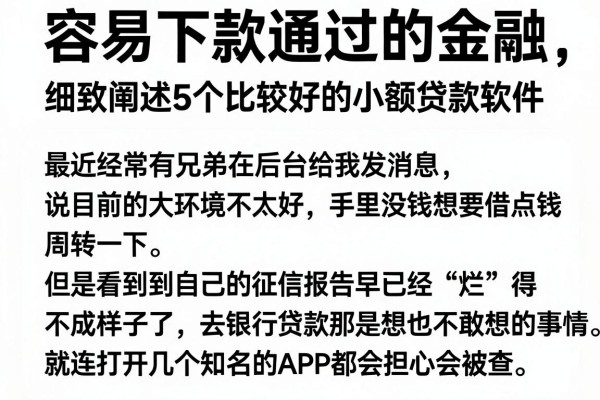 容易下款通过的金融，细致阐述5个比较好的小额贷款软件