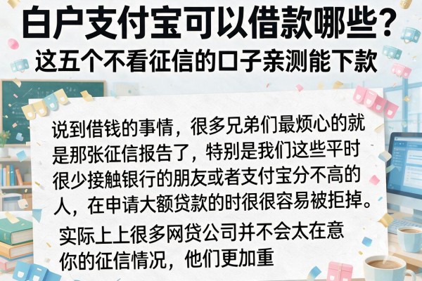 白户支付宝可以借款哪些？这五个不看征信的口子亲测能下款