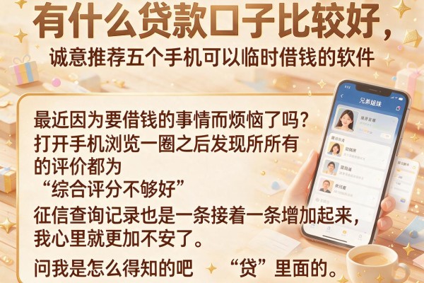 有什么贷款口子比较好，诚意推荐五个手机可以临时借钱的软件