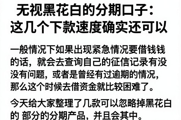 无视黑花白的分期口子：这几个下款速度确实还可以