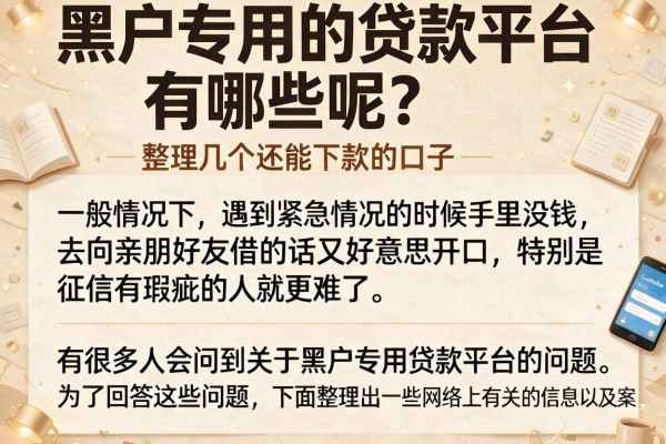 黑户专用的贷款平台有哪些呢？整理几个还能下款的口子