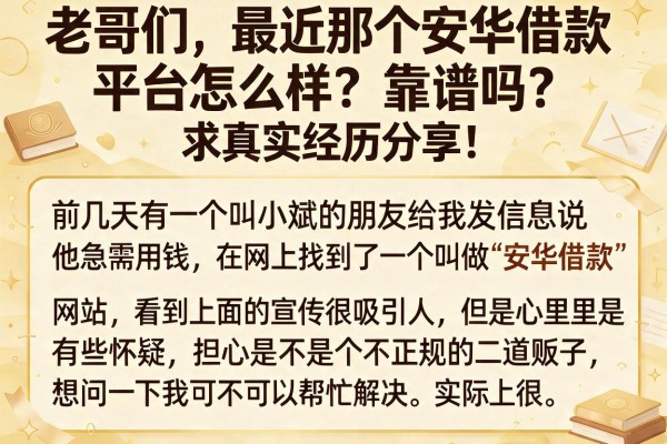 老哥们，最近那个安华借款平台怎么样？靠谱吗？求真实经历分享！