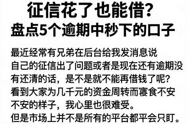 征信花了也能借？盘点5个逾期中秒下的口子，亲测靠谱