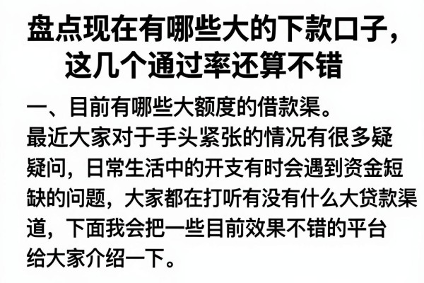 盘点现在有哪些大的下款口子,这几个通过率还算不错