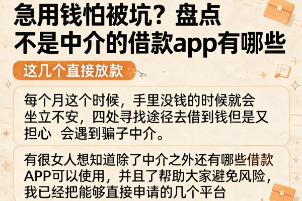 急用钱怕被坑？盘点不是中介的借款app有哪些，这几个直接放款