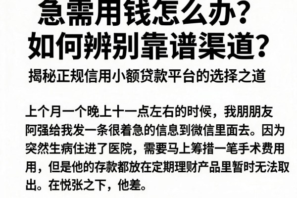 急需用钱怎么办？如何辨别靠谱渠道？揭秘正规信用小额贷款平台的选择之道
