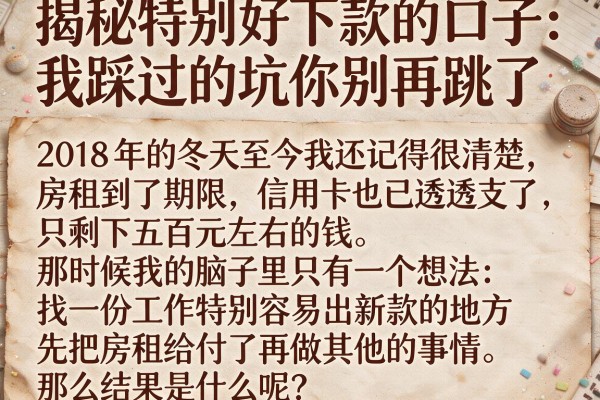 揭秘特别好下款的口子：我踩过的坑你别再跳了