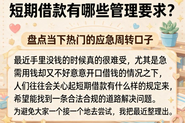 短期借款有哪些管理要求？盘点当下热门的应急周转口子