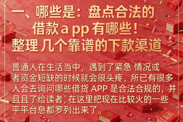 盘点合法的借款app有哪些，整理几个靠谱的下款渠道