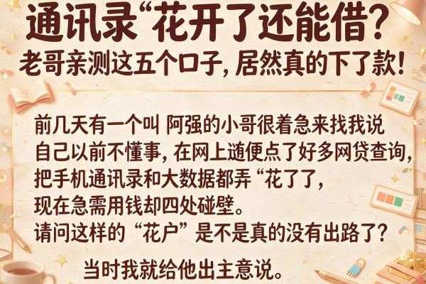通讯录“花”了还能借？老哥亲测这五个口子，居然真的下了款！