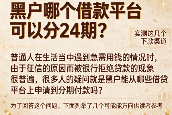 黑户哪个借款平台可以分24期？实测这几个下款渠道