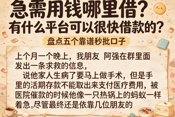 急需用钱哪里借？有什么平台可以很快借款的？盘点五个靠谱秒批口子