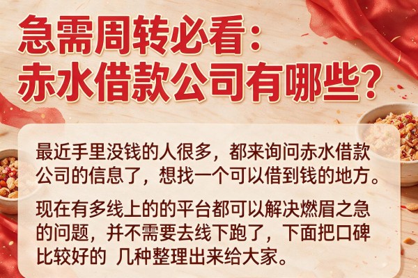 急需周转必看：赤水借款公司有哪些？整理了这几家靠谱口子