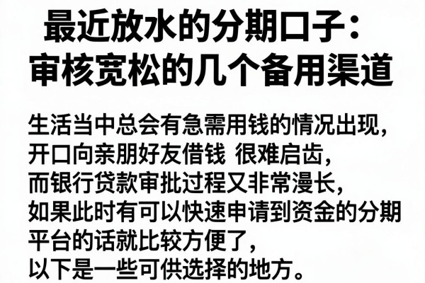 最近放水的分期口子：审核宽松的几个备用渠道
