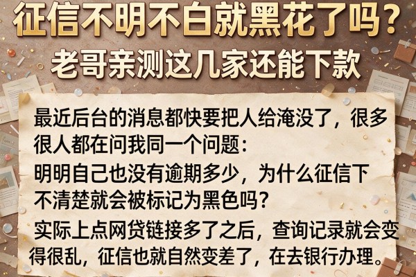 征信不明不白就黑花了吗？老哥亲测这几家还能下款
