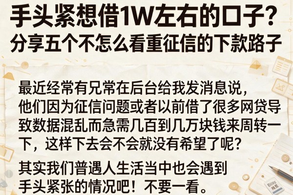 手头紧想借1W左右的口子？分享五个不怎么看重征信的下款路子