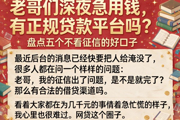 老哥们深夜急用钱，有正规贷款平台吗？盘点五个不看征信的好口子