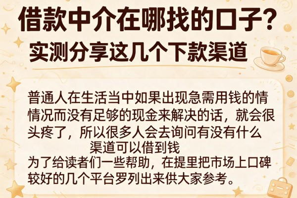 借款中介在哪找的口子？实测分享这几个下款渠道
