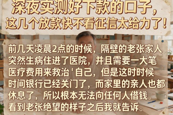 深夜实测好下款的口子，这几个放款快不看征信太给力了！