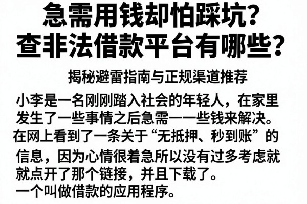 急需用钱却怕踩坑？查非法借款平台有哪些？揭秘避雷指南与正规渠道推荐
