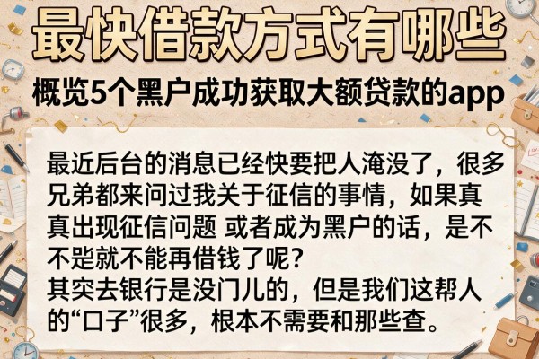 最快借款方式有哪些，概览5个黑户成功获取大额贷款的app