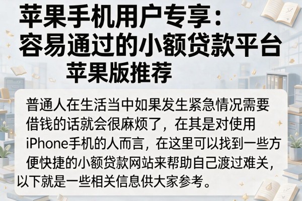 苹果手机用户专享：容易通过的小额贷款平台苹果版推荐