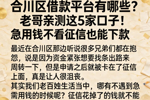 合川区借款平台有哪些？老哥亲测这5家口子，急用钱不看征信也能下款