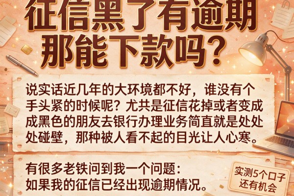 征信黑了有逾期那能下款吗？实测这5个口子还有机会