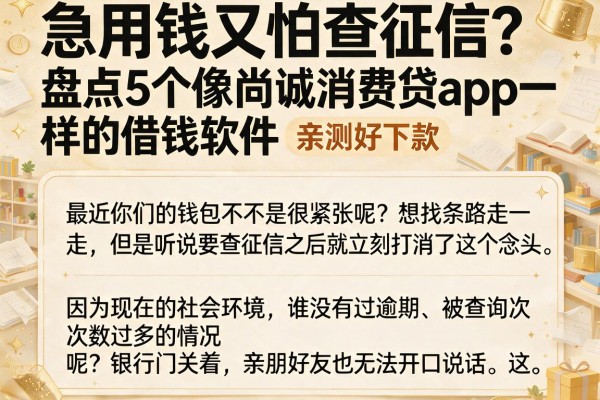 急用钱又怕查征信？盘点5个像尚诚消费贷app一样的借钱软件，亲测好下款