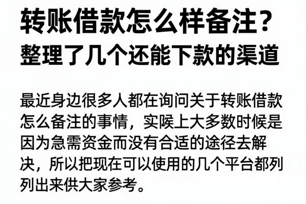 转账借款怎么样备注？整理了几个还能下款的渠道